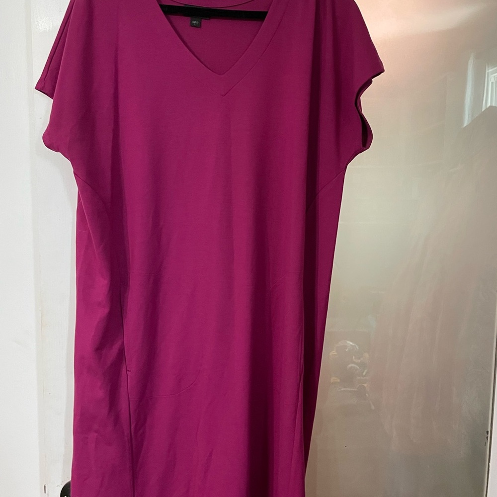 J. Jill Fuchsia V-Neck Midi Dress